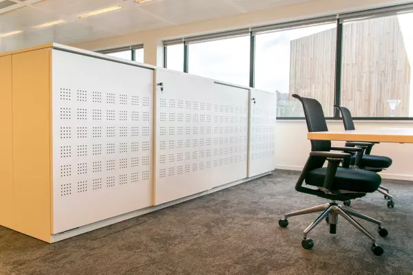 Sliding door cabinet Deloitte Hasselt Pami sliding door cabinet with acoustic wall