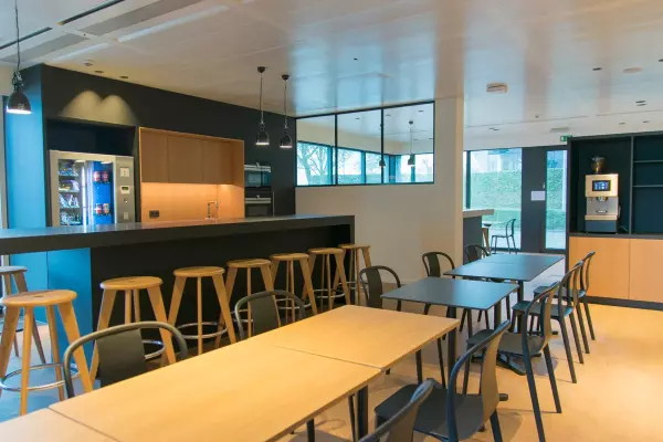 Coffee corner with bar and bar stools